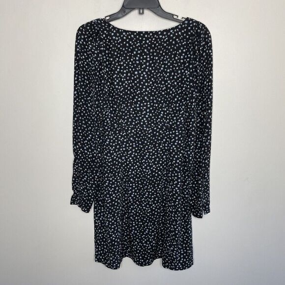 MADEWELL Dress Womens 2 Long Sleeve Mini NEW Ditsy Floral Black Blue NM453 - Picture 8 of 15